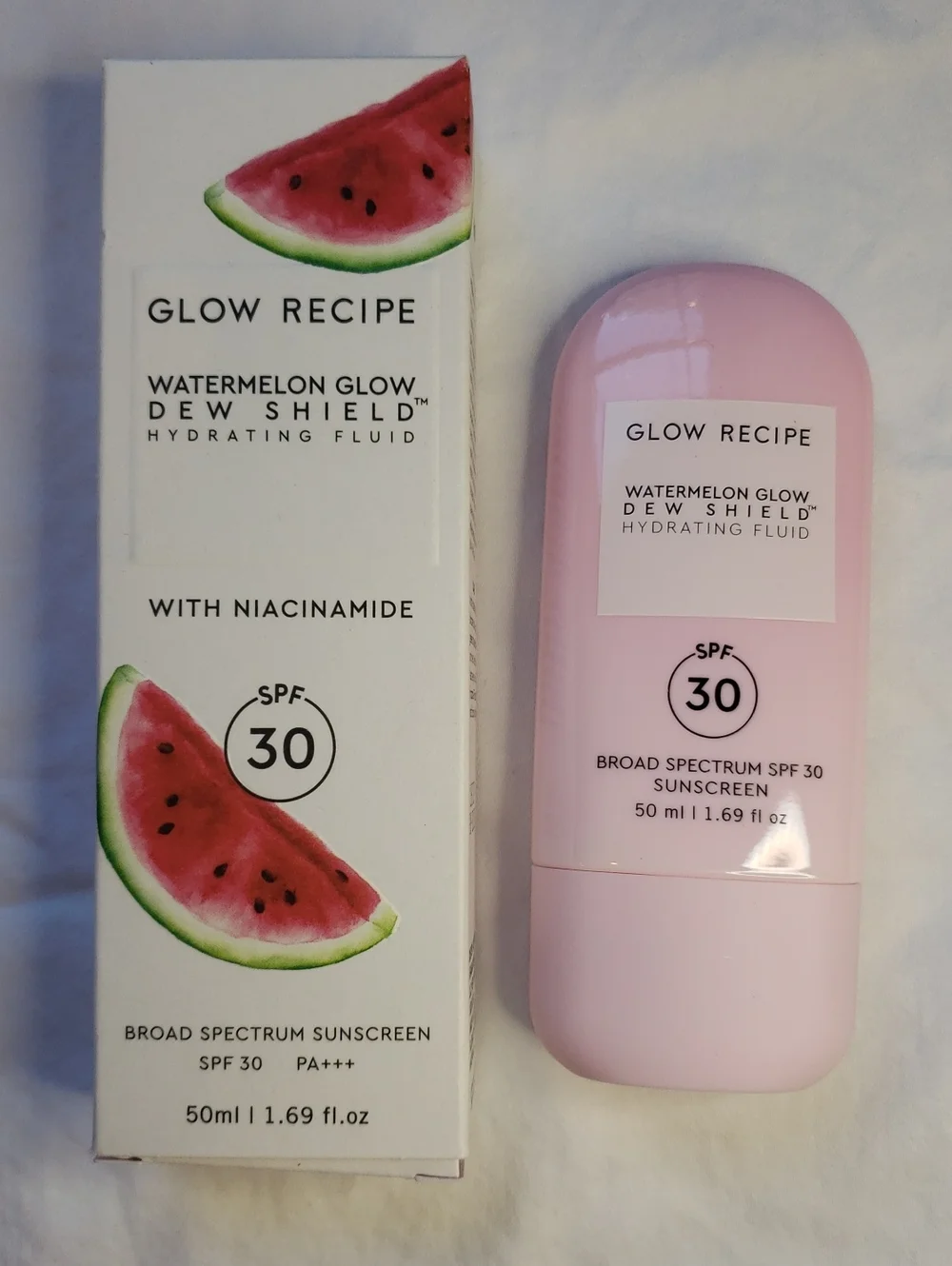 Glow Recipe  Dew Shield SPF 30 Hydrating Fluid Sunscreen. Watermelon Glow